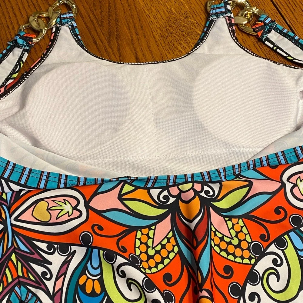 Colorful Chain Strap One Piece Swimsuit - Picture 7 of 16